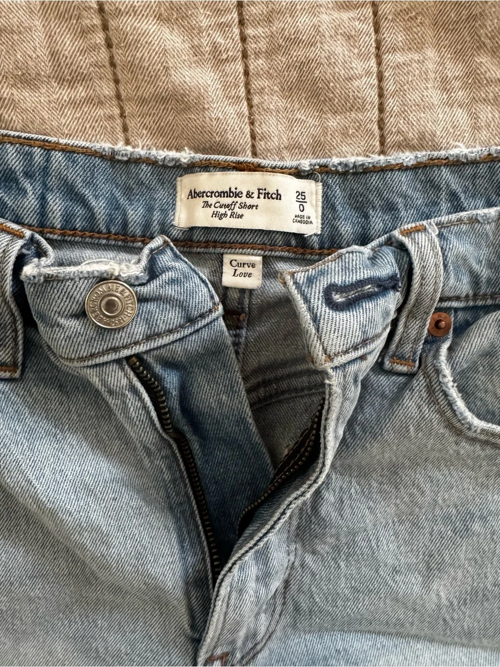 Abercrombie & Fitch Distressed Light Blue Denim The Cutoff Short High Rise